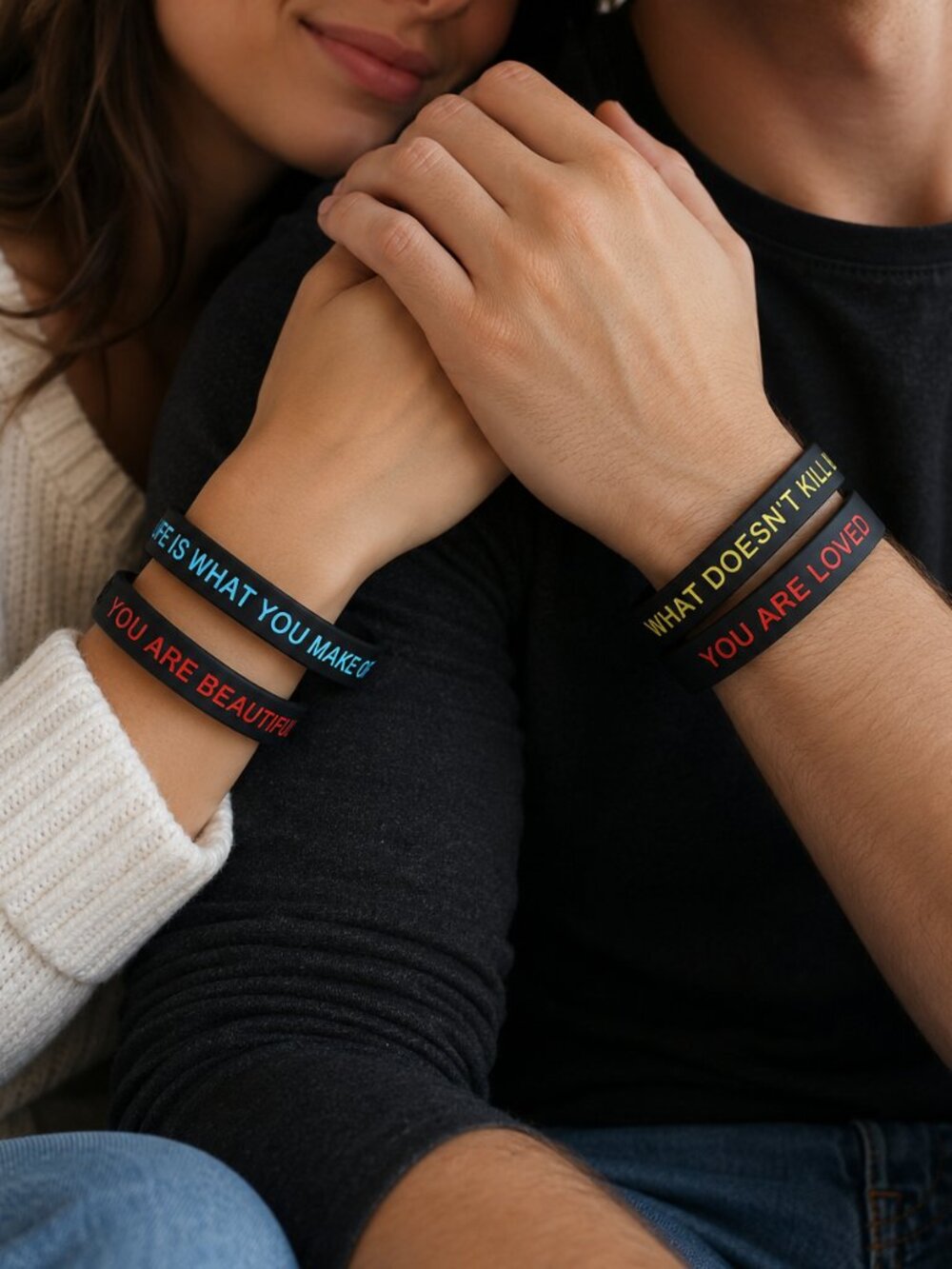 Silicone Wristband Set 3 Unisex Motivational Inspirational Bracelets Positive